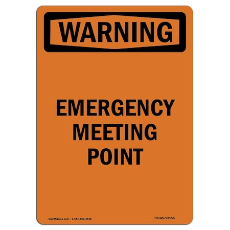 OSHA WARNING Sign, Emergency Meeting Point, 5in X 3.5in Decal, 10PK